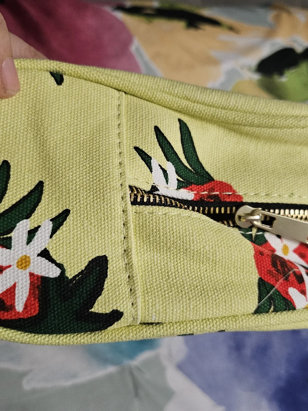Marc Jacobs Fragrances Floral Cosmetic Pouch - Lime Green with Red Accents
